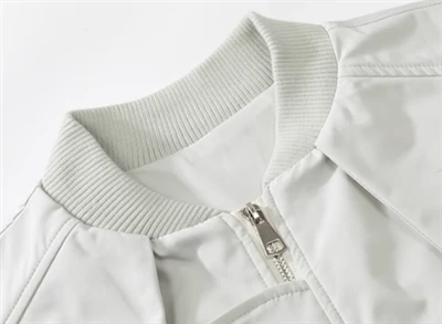 Bomber white jacket men neck