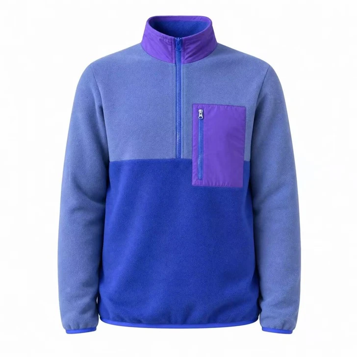 Pull en micropolaire recyclé à fermeture éclair 1/4 Color‑Block