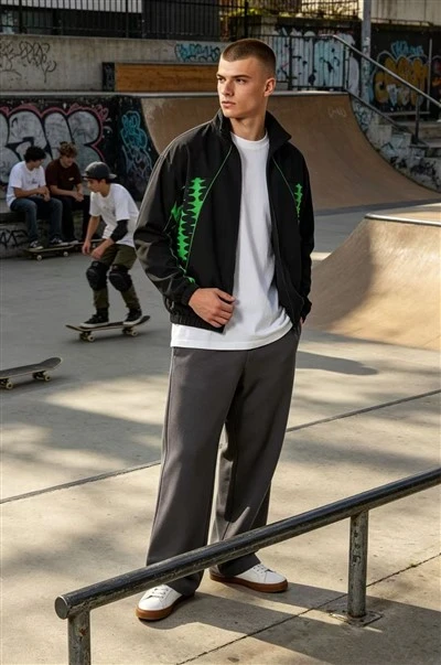 Men's Fluorescent Green Print Track Jacket price