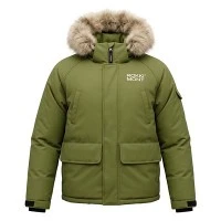 Parka à capuche en fourrure vert olive